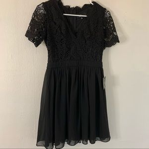 Black lace top Short sleeve dress NWT